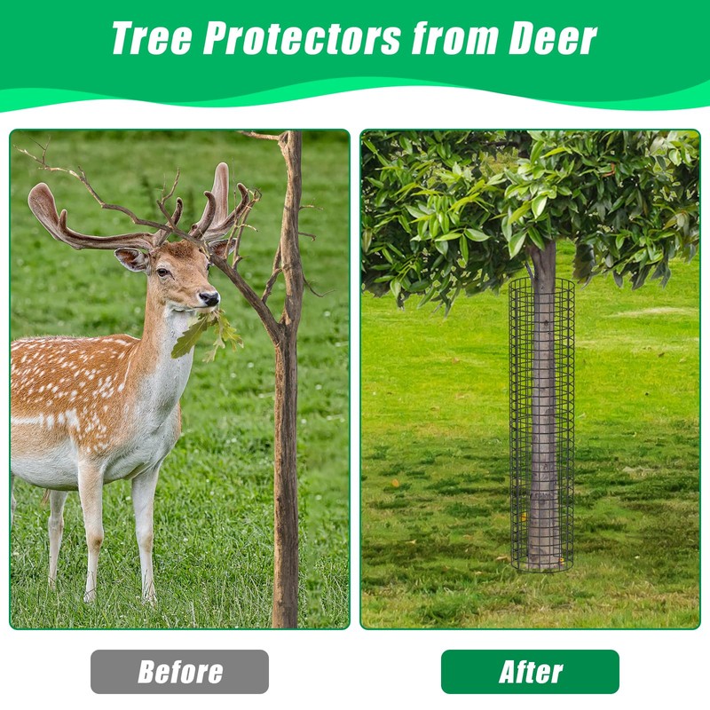 UQM Tree Trunk Protector, 24 Pcs Metal Tree Guards Trunk