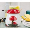 dgudgu Mushroom Honey Jar With Dipper Ceramic Honey Pot With