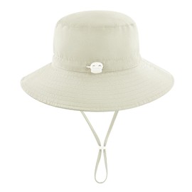 XIAOHAWANG Toddler Sun Hats UPF 50+ Baby Bucket Hat for Boys and Girls Kids Summer Beach Cap Adjustable(A-Beige,0-6 Months)