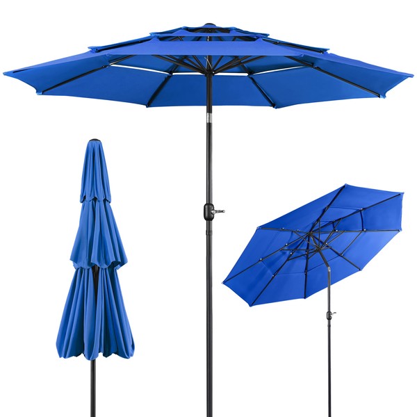 Yaheetech 10FT 3 Tier Patio Umbrella, Outdoor Market Umbrella, Vented