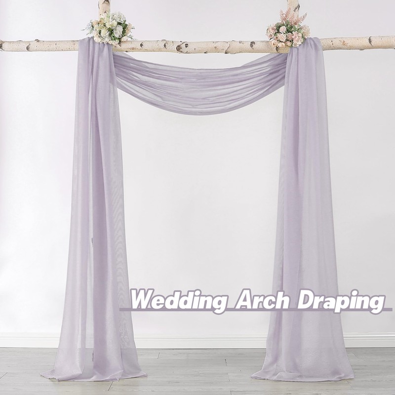 DONREN Lilac Semi Sheer Luxury Scarf for Window - add