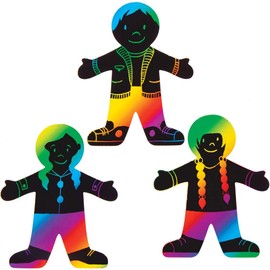 Baker Ross Person Scratch Art Magnets — Ideal for Kids' Arts and Crafts, Educational Toys, Gifts, Keepsakes and More (10 Pack),AT391