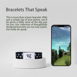 Lmuwecno Daily Bible Verse Bracelet, Wearable Bible Bracelet,Bible Verse Bracelets With NFC,Faith Inspirational Gifts For Teens,Christian Gifts for Women,Men