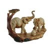 Zeckos Elephant Family Safari Carved Wood Look Decorative Statue
