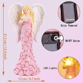 Solar Angel Garden Statues Outdoor with LED Lights –Garden Angel Figurine- Outdoor Lawn Decor Garden Figurine for Patio, Balcony, Yard, Ornament - Unique Housewarming Gifts