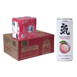CHI FOREST White Peach Sparkling Water, 0 Calories and 0 Suger Flavored Bubbly Water, 11.16 Fl oz, Pack of 24