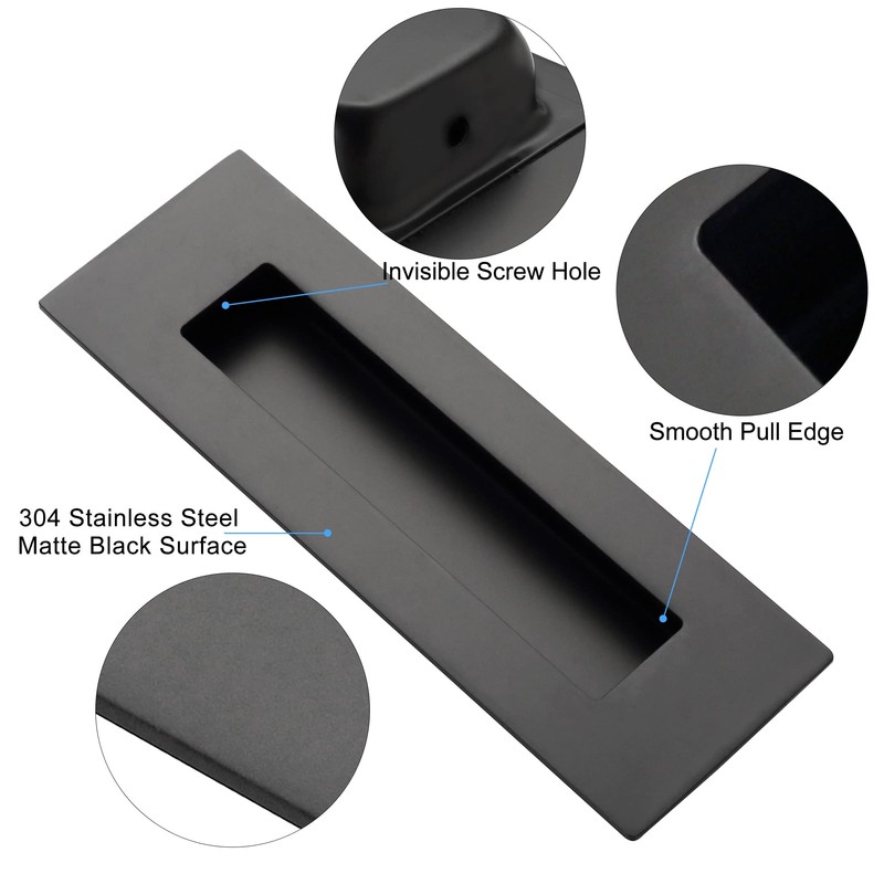 Malimali 6 Inch Recessed Finger Flush Pulls for Pocket Door