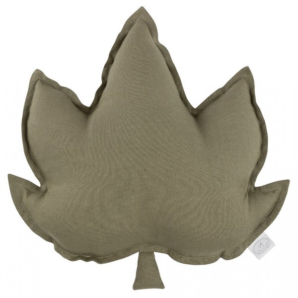 Cotton & Sweets Maple Leaf Cushion Large - Pure Nature Olive Linen