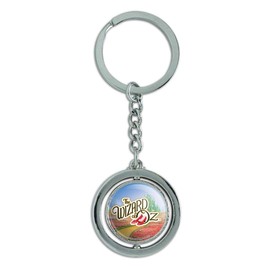 GRAPHICS & MORE The Wizard of Oz Ruby Slippers Logo Keychain Spinning Round Chrome Plated Metal