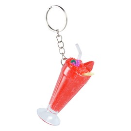 Imitation Food Keychain Beverages, ice cream Creative Keyring Fun Cute Handbag Purse Car Accessories (Red, One size)