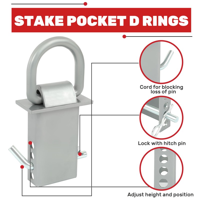 KUAFU Trailer Stake Pocket D Ring Compatible with Standard 2"x