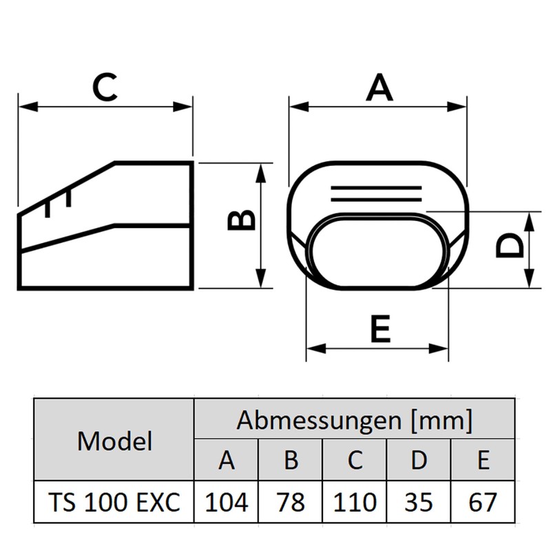 TS 100 EXC Pipe Outlet for Duct Cable Duct Air