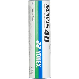 YONEX Badminton Shuttle, MAVIS 40P (Nylon + Synthetic Cork), 6 Pack, MIDDLE (Suitable Temperature 53.6 - 73.4 °F (12 - 23 °C)), M-40P