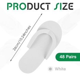 Geyoga 48 Pares Zapatillas de Pedicura Desechables Pantuflas Desechables de Espuma Sandalias Multicolor Chanclas de Spa Zapatos para Mujer Spa (Blanco)