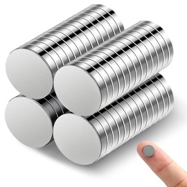 GlasFlength Neodymium Magnets Extra Strong 10 x 2 mm, Pack of 52 Mini N35 Magnet for Notice Board, Round, Small Magnets for Magnetic Board, Magnets, Strong Hold for Whiteboard, Fridge, Office, Crafts,