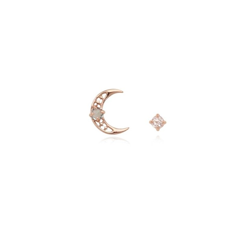 [Custom Made] Taurus Dear Moon Emerald Unbalanced Constellation Earrings OTE120614B