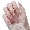 AEZUNI Press On Nails -Bling Light Red Nude Gradient Medium
