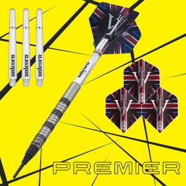 ‎Unicorn Unisex S/T Dart Set, James Wade, Premier, 90/70% Tungsten, Steel Tip & Soft Tip, 18g To 24g, Silver/Yellow, 18 G EU