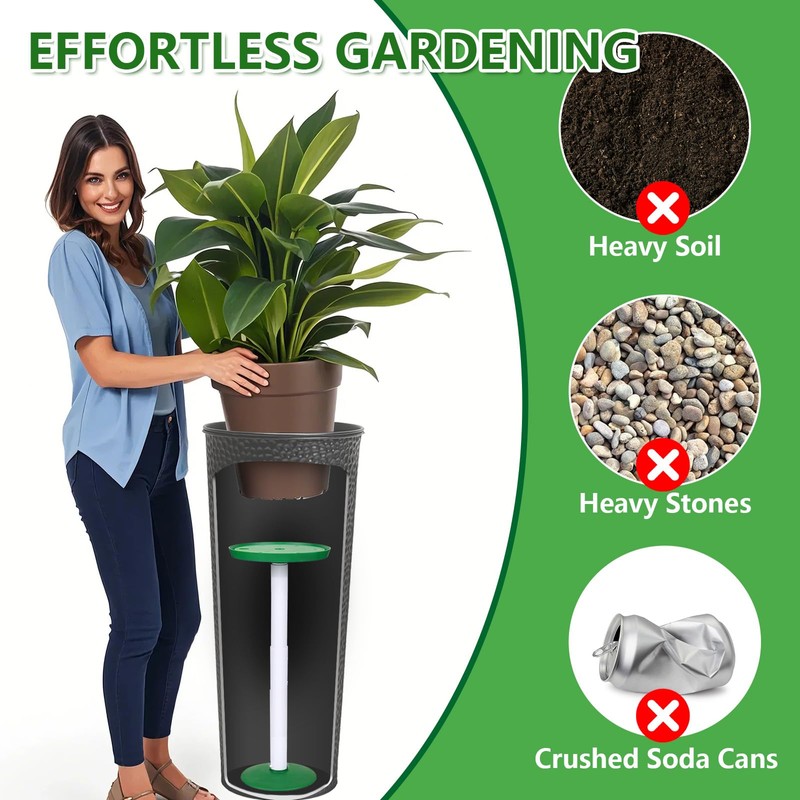YLSAZL 2 Pack Adjustable Height Plant Risers for Inside Pots,21-33"
