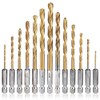 Mesee 13 Pieces Titanium Coated HSS Twist Drill Bits, High
