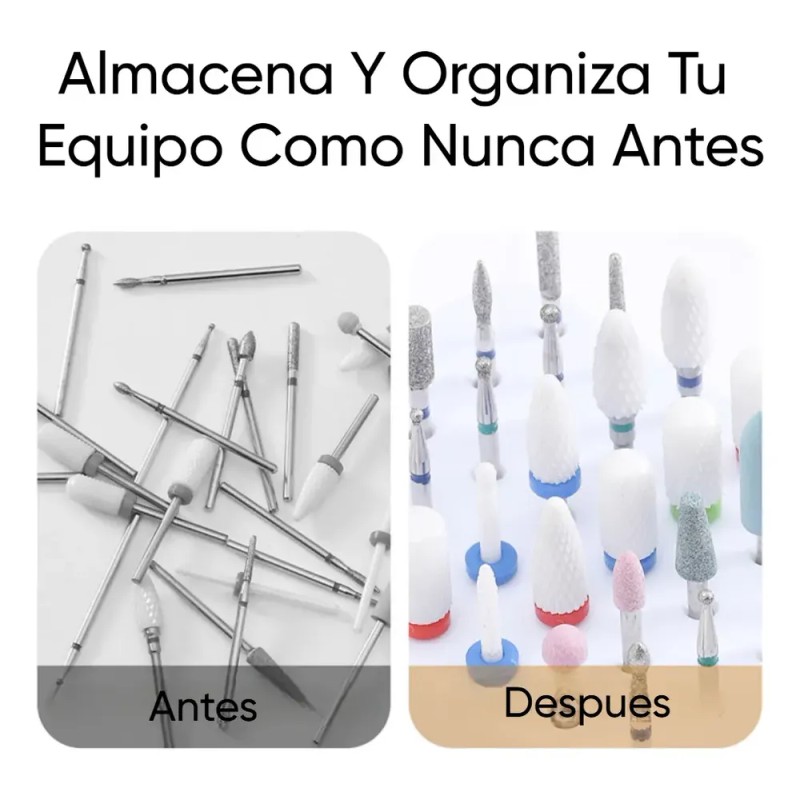 Estuche Para 30 Borcas Punta Drill De Uñas Cepillo Limpieza