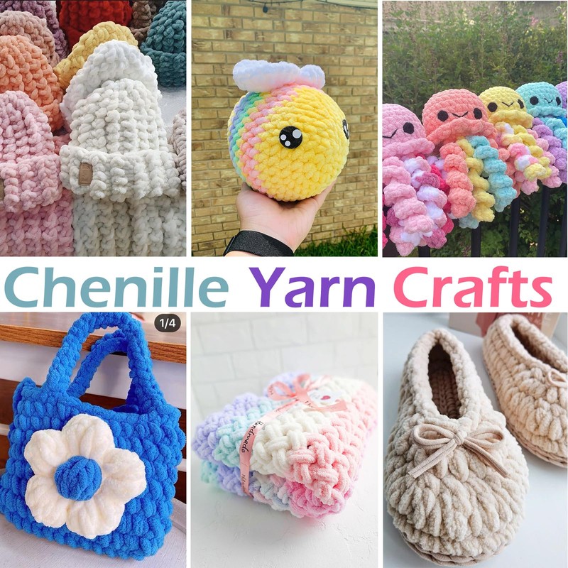 Chunky Velvet Chenille Yarn for Crocheting Velvet Fluffy Plush Thick