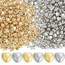 500 Pcs 6mm Heart Shape Spacer Beads for Jewelry Making, Gold and Silver Bracelet Making Charms Liberal-Match, Shiny Bead Charms for DIY Bracelet Necklace Women Girl