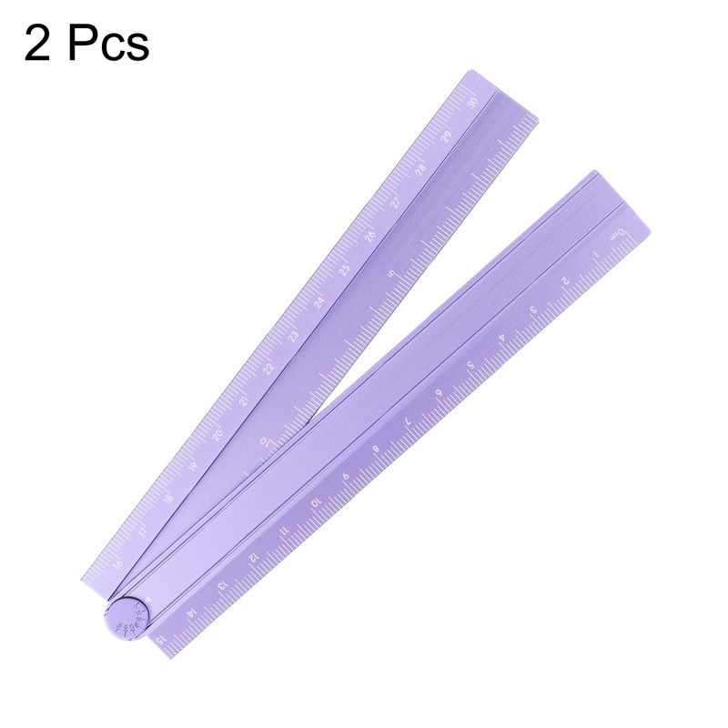 sourcing map 2pcs Folding Straight Ruler 30cm Metric Aluminum Alloy