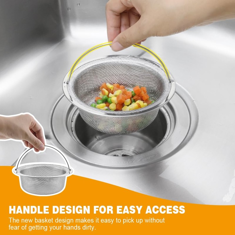 haodex Kitchen Sink Strainer Stainless Steel with Handle (2, Outer