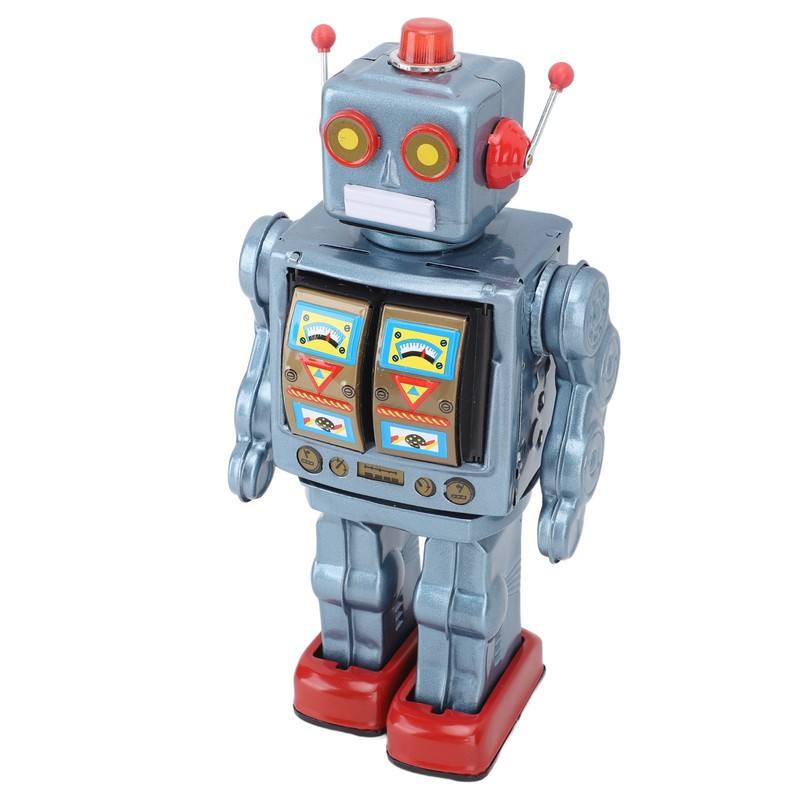 Metal Tin Robot Toy Retro Electric Rotating Figures Model Adult