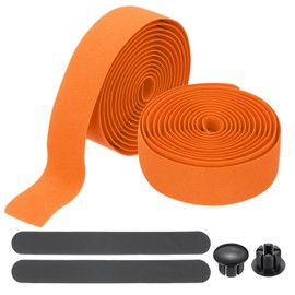 PATIKIL Bike Handlebar Tape, 2 Rolls 6.6 Feet Bike Grip Tape EVA Foam Cycling Handle Wraps Comfortable Non-Slip Shock Bicycle Wrap with End Plugs for Road Bike, Orange