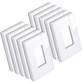 [10 Pack] BESTTEN 1 Gang Screwless Decorative Wall Plate, Mid-Size H4.88" x W3.11", USWP6 Gloss Snow White, Faceplate Cover for Decorator Receptacle Outlet & Switch