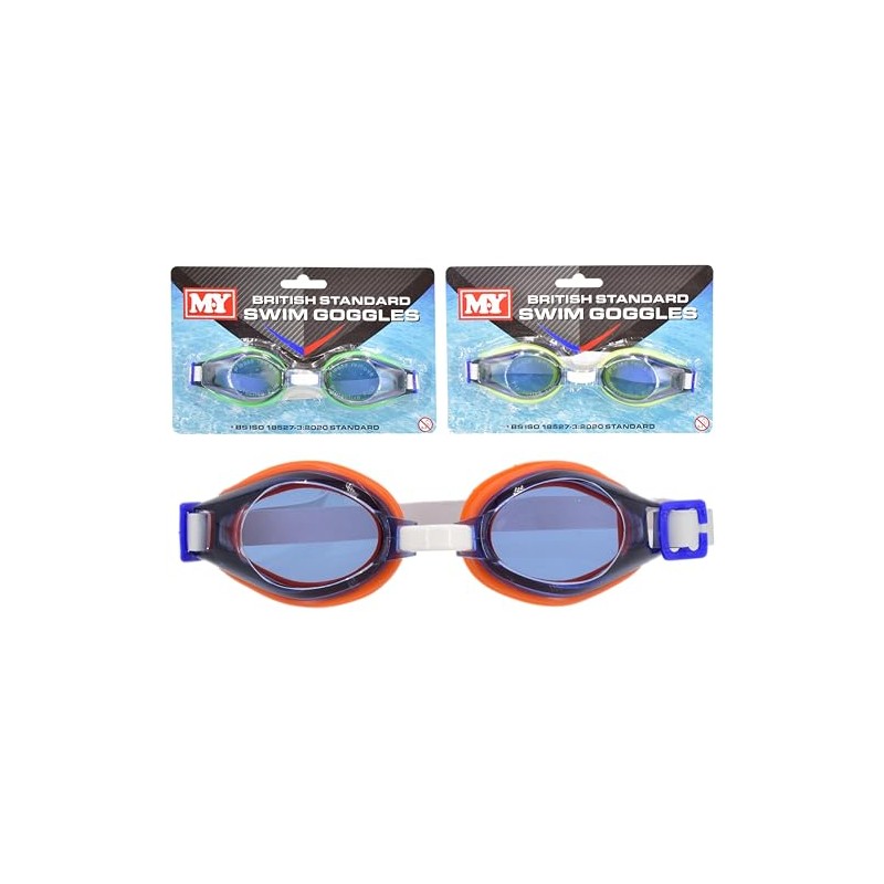 M.Y British Standard Swimming Goggles, Multi-coloured, One Size