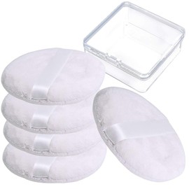 5 piezas de esponjas en polvo, grandes puños redondos sueltos en polvo Puff Puff lavable esponjoso en polvo ultra suave Puffs terciopelo Puffs grande polvo Puff con cinta Power Puff Box para cuerpo polvo maquillaje