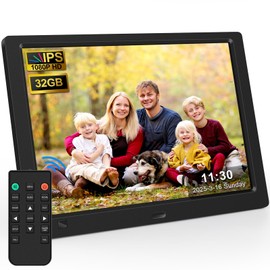 KECAG 10.1" Digital Picture Frame, 1080P IPS Digital Photo Frame, No WiFi/App Needed, Plug & Play SD Card & USB, Remote & Motion Sensor, Photos/Videos/Music, Free 32GB USB