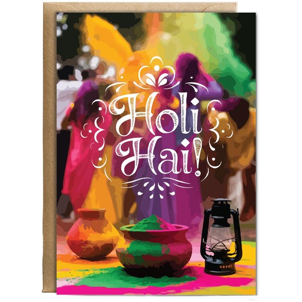 Hippowarehouse Holi Hai coloured powder Personalised Card A5 with envelope