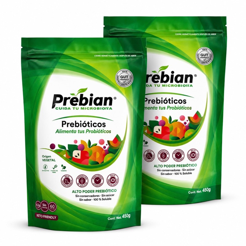 Prebian Probióticos y Prebióticos en Polvo Soluble Sin Sabor, 2