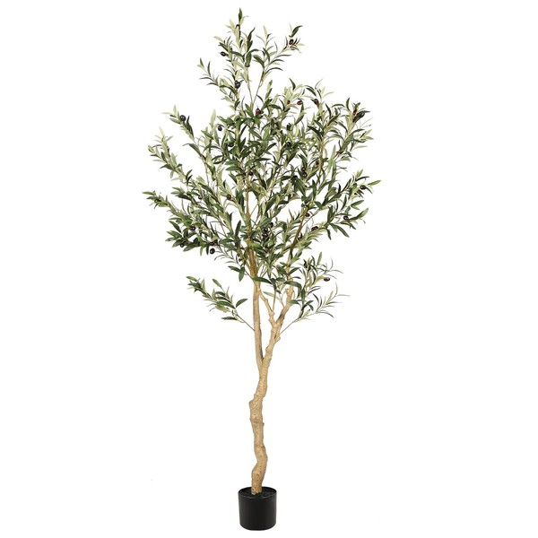 Realead 6ft Faux Olive Tree, Tall Olive Tree Plants, Fake Potted Olive Silk Tree, Artificial Olive Trees for Modern Home Office Living Room Floor Decor Indoor