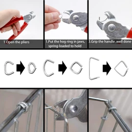 INKNOTE 270 Pcs of 3 Sizes Galvanized Hog Rings Assortment Kit and One Piece Professional Pliers Widely for Bungee Animal Pet Cages Bagging Meat and Sausage Casing Fencing Furniture Upholstery