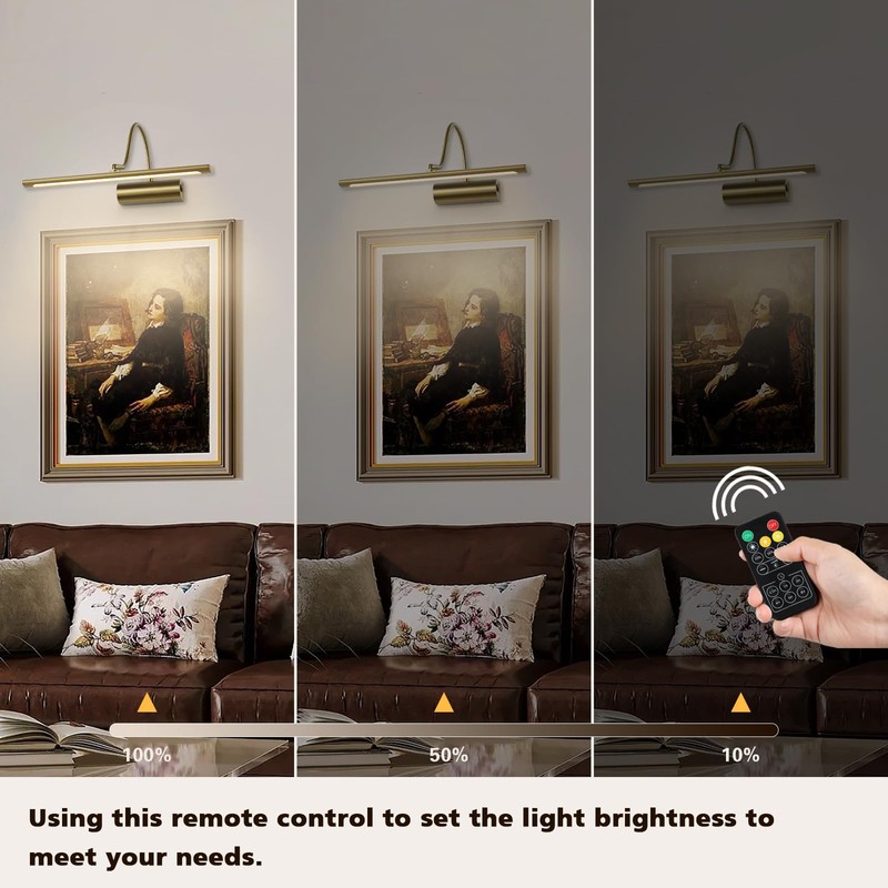 JOOSENLUX Battery Operated Picture Lights Gold Wall Lights Wireless Flexible