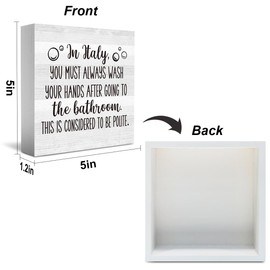 Funny Farmhouse Bathroom Decor for Shelves Wash Your Hands Wood Sign 5 X 5 inch Bathroom Accessories Decor Bathroom Toilet Wall Shelf Counter Restroom Home Decor for Women Men