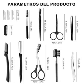 12 en 1Kit de Tijeras para el Cuidado de las Cejas, Kit de Corte de Cejas para Mujeres, Kit Multiusos de Aseo de Cejas, Incluye Afeitadora Recortadora Facial, Maquinillas de Afeitar Faciales, Cepillo para Cejas, Tijeras para Cejas, Pinzas