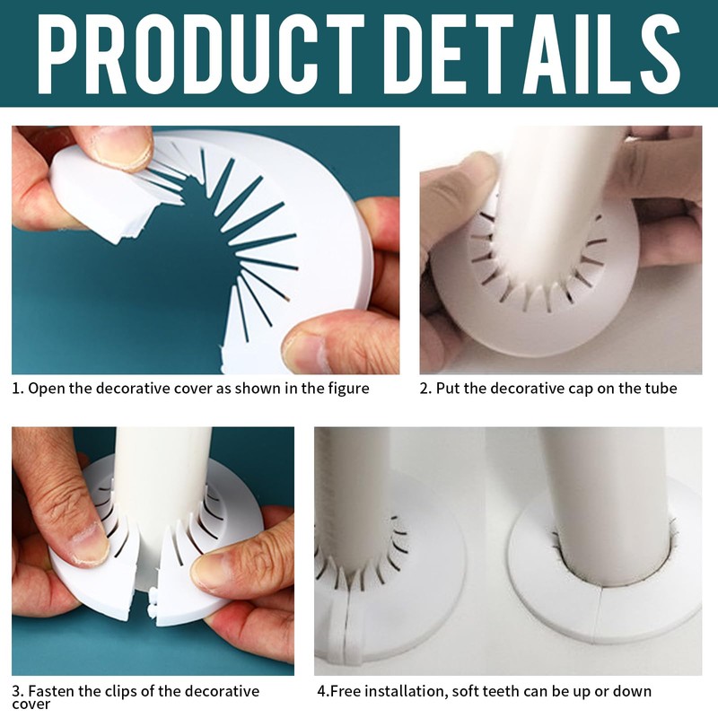 Pack of 50 Heating Pipe Rosette Pipe Covers, Folding Rosette