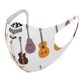 Design Mask, Set of 2, Polyester, Washable, Cloth Mask, Unisex, 014910, ROCK Music, Guitar