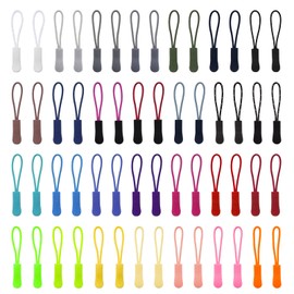 WANDIC Zipper Pulls, 56 Pieces Colorful Nylon Zipper Tags Cord Pulls Zipper Extension Cords for Luggage Jackets Boots Backpack Clothes