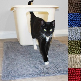 Enthusiast Gear Cat Litter Mat for Kitty Litter Box | Washable Easy Clean Rug with Scatter Control - Traps Litter - Soft on Paws