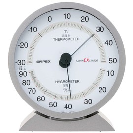 Empex EX-2717 Weather Meter, Thermometer/Hygrometer, Super EX, Thermometer/Hygrometer, For Standing, Made in Japan, Metallic Gray, 5.2 x 4.8 x 2.0 inches (13.2 x 12.1 x 5 cm)