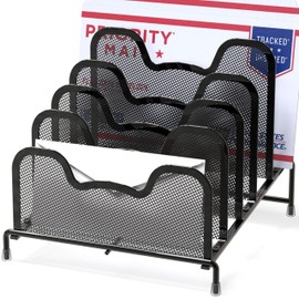 Simple Houseware Desk - Organizador clasificador de archivos de 5 secciones, color negro