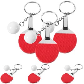 LEDMOMO 6 Pcs Small Table Tennis Keychain, Obergris Table Tennis Net, Table Tennis Accessories, Table Tennis Keychain, Key Chain Accessory, Table Tennis Ball Pendant, Metal, Red, red