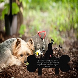 Pet Grave Markers Dog, Metal Dog Grave Markers, Outdoor Grave Decorations for Graveyard, Pet Memorial Garden Stake, Dog Memorial Plaque for Pet Memorial Stone, Garden Memorial Grave